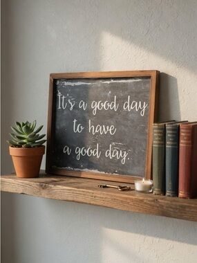 Rustic Wooden Sign "It's a good day to have a good day" Farmhouse Chalkboard